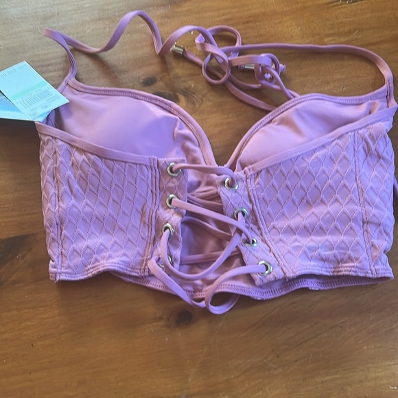NWT Two Piece Isabella Rose Mauve Bathing Suit Size Large Mermaid Style Tropical - Picture 10 of 10